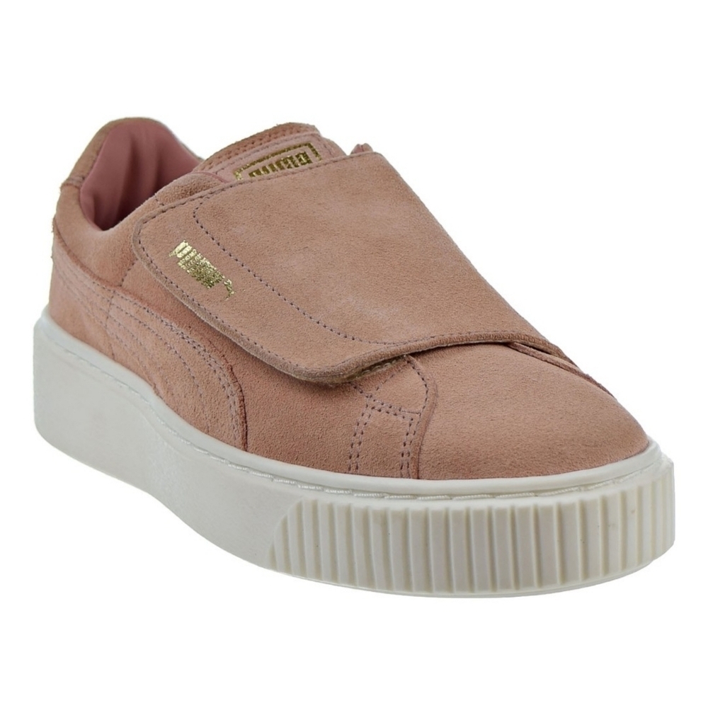 PUMA // dusty pink suede velcro strap platform sneakers